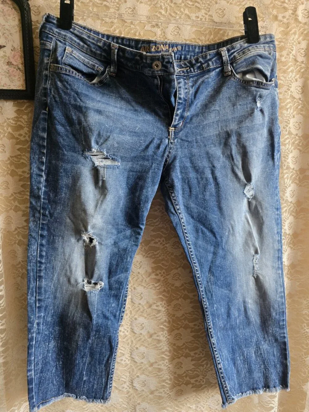 Arizona Crop Jeans - Size 19 - Boho - Festival - Y2K - Distressed Jeans